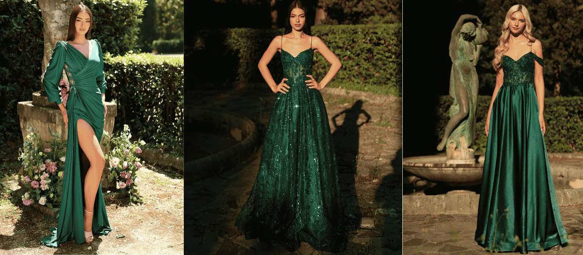 Emerald evening dress, prom gowns 