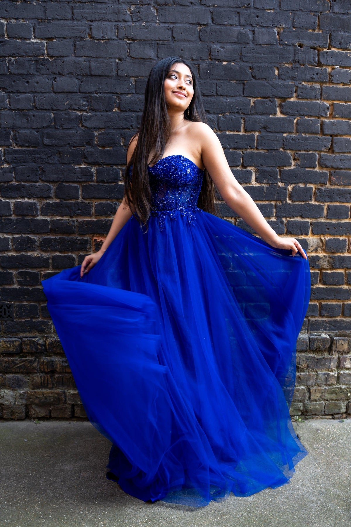 Lenora Sapphire Strapless Slinky Prom Dresses in London  Selene Couture